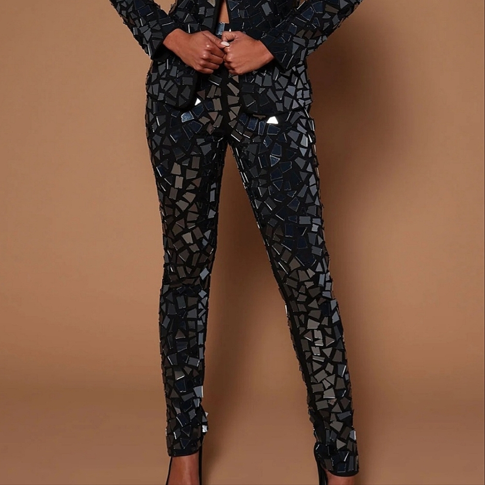 🔥Black Mirrored Skinny Pants!